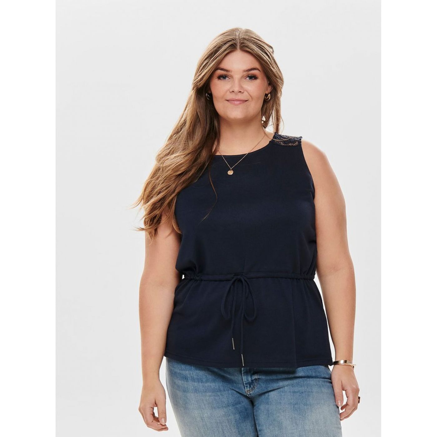 Dark blue top with lace ONLY CARMAKOMA Alba