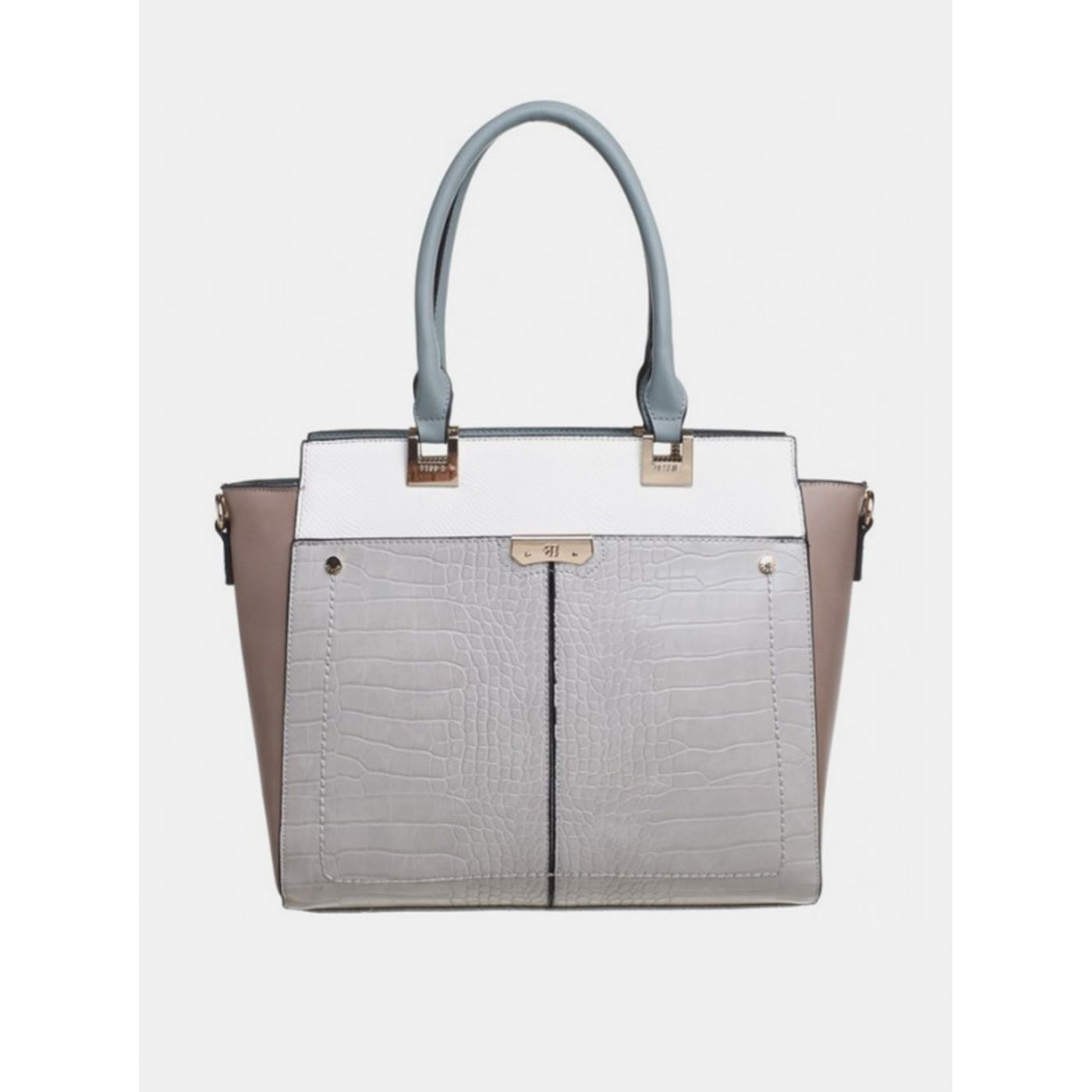 Bessie London Crocodile-patterned light grey handbag