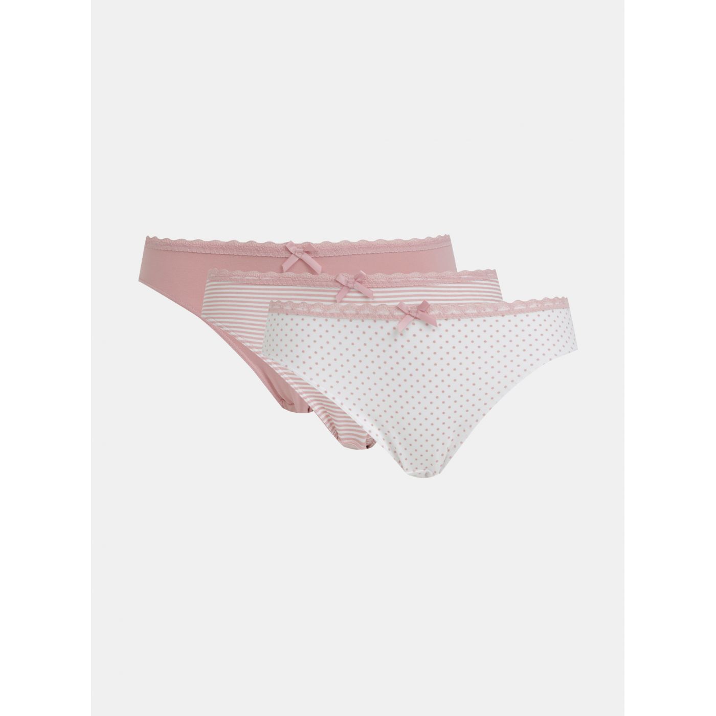 Dorina Mila's set of three patterned briefs in white and pink