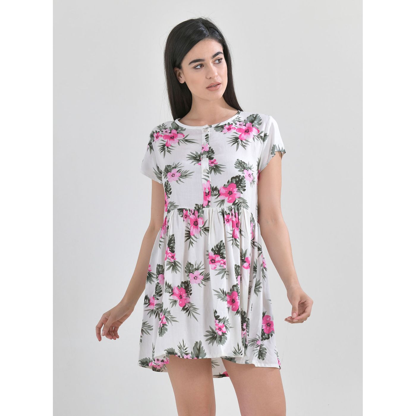 White Patterned Dress Ble
