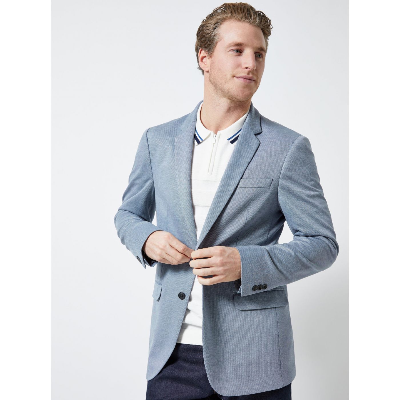 Burton Menswear London Blue Leather Jacket