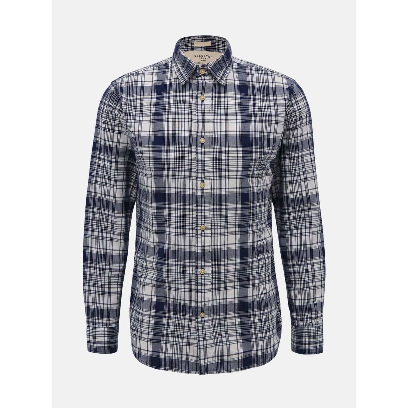 Blue Plaid Slim Fit Shirt Selected by Homme Carl