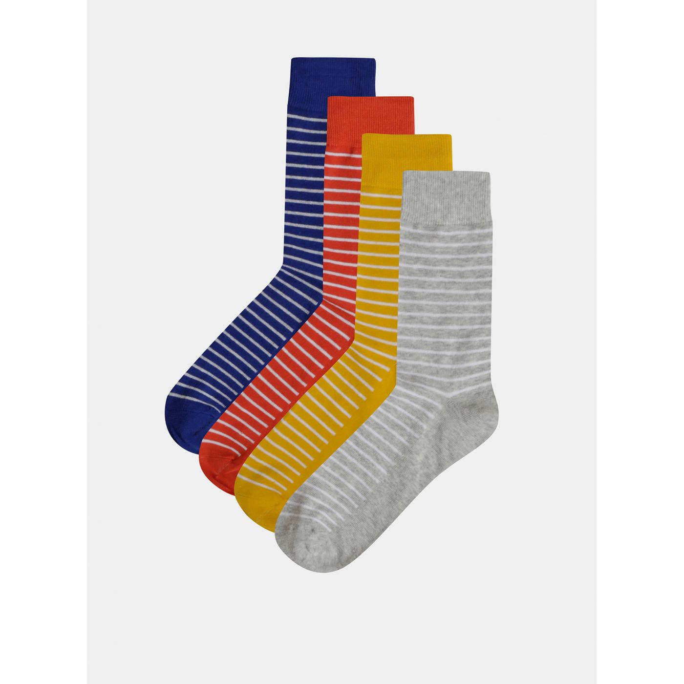 Set of four pairs of striped socks in mustard and grey Jack & Jones Multi