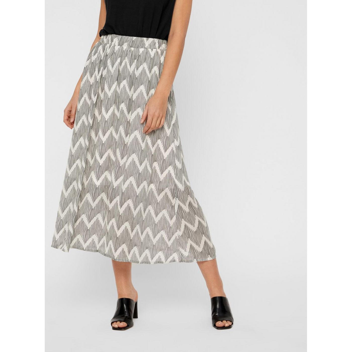 Black-cream patterned midi skirt AWARE by VERO MODA Harlem