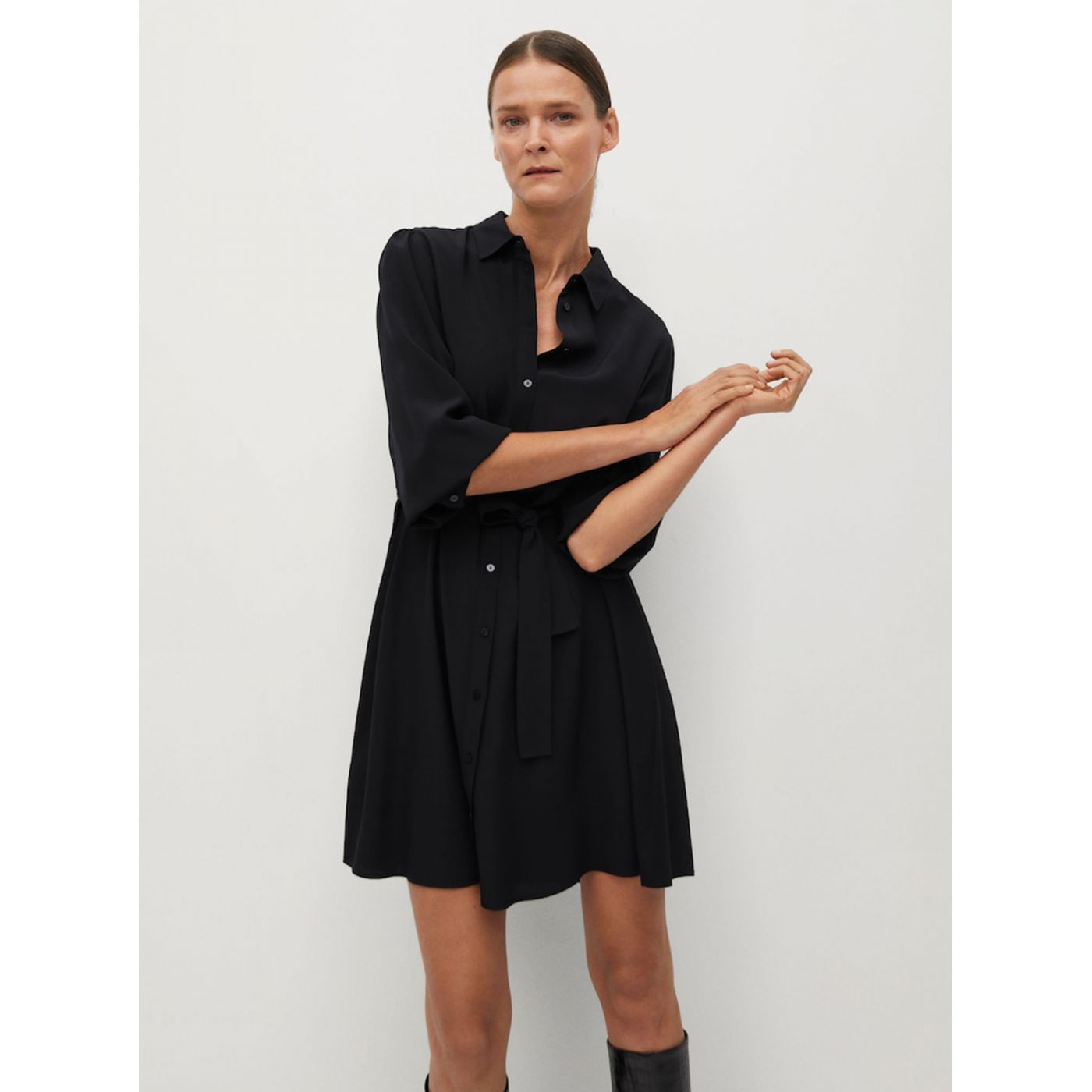 Black Shirt Dress Mango