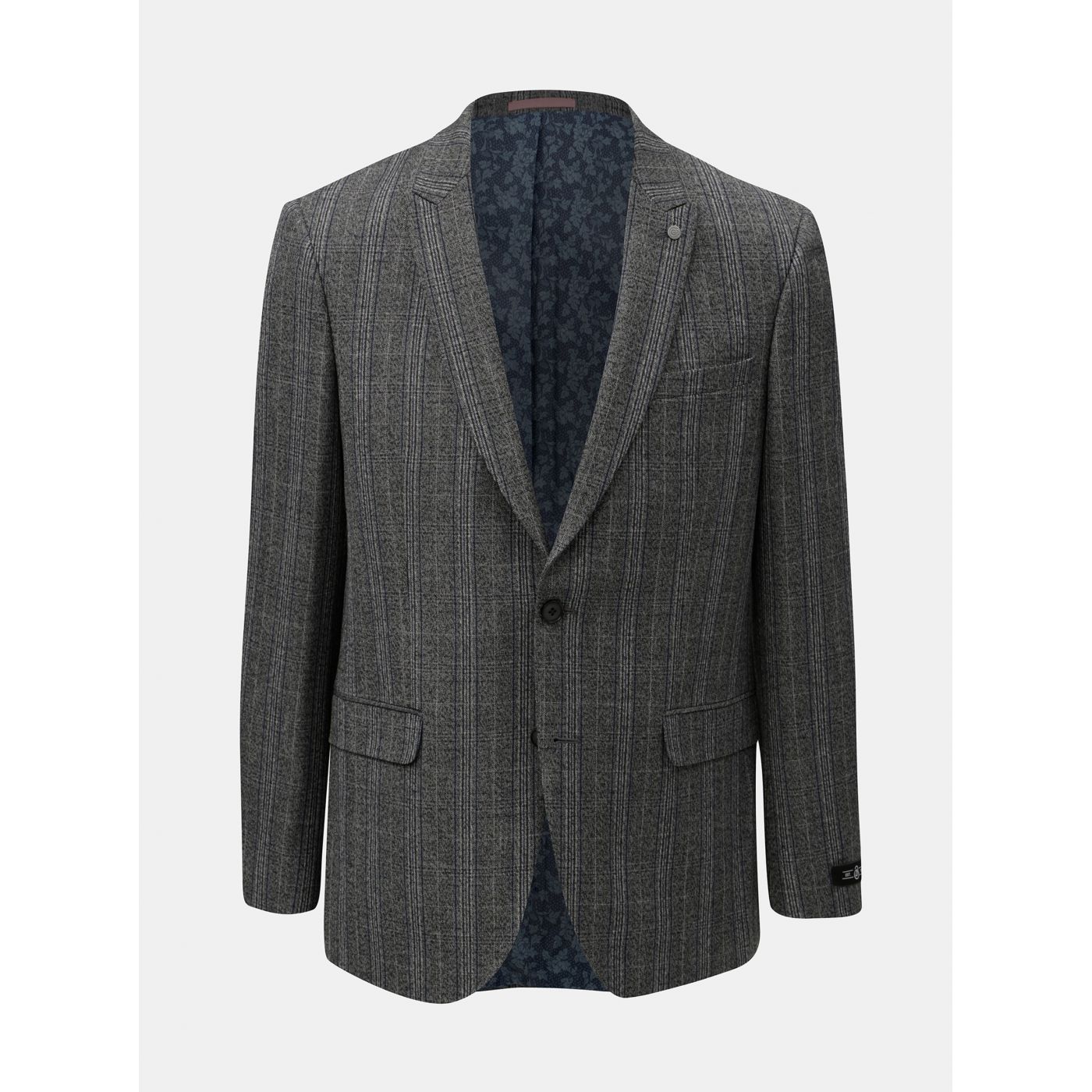 Burton Menswear London Pow Grey Plaid Suit Jacket