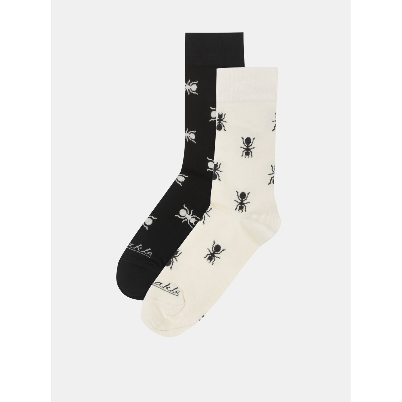 Cream-black unisex socks with ant motif Fusakle Mravenisko