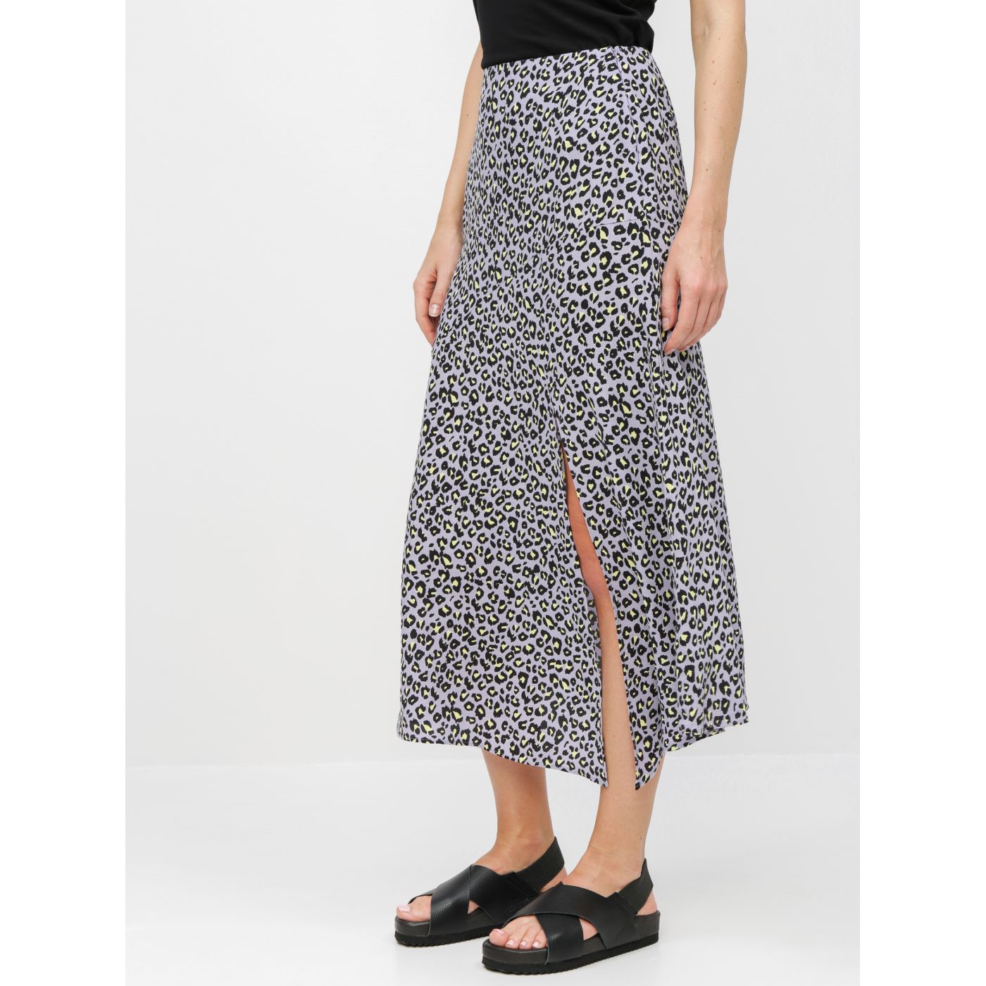Miss Selfridge's Purple Leopard Print Midi Skirt