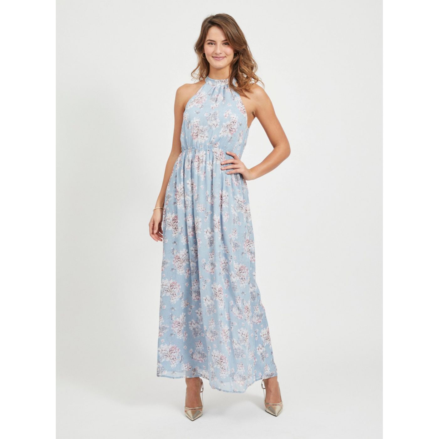 Blue floral maxi dress VILA Smilla