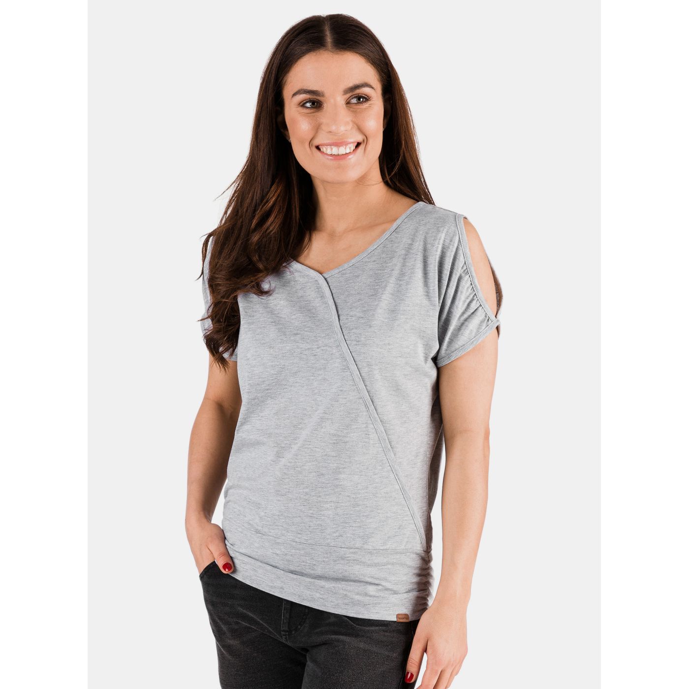 Light grey women's T-shirt with sam 73 openings