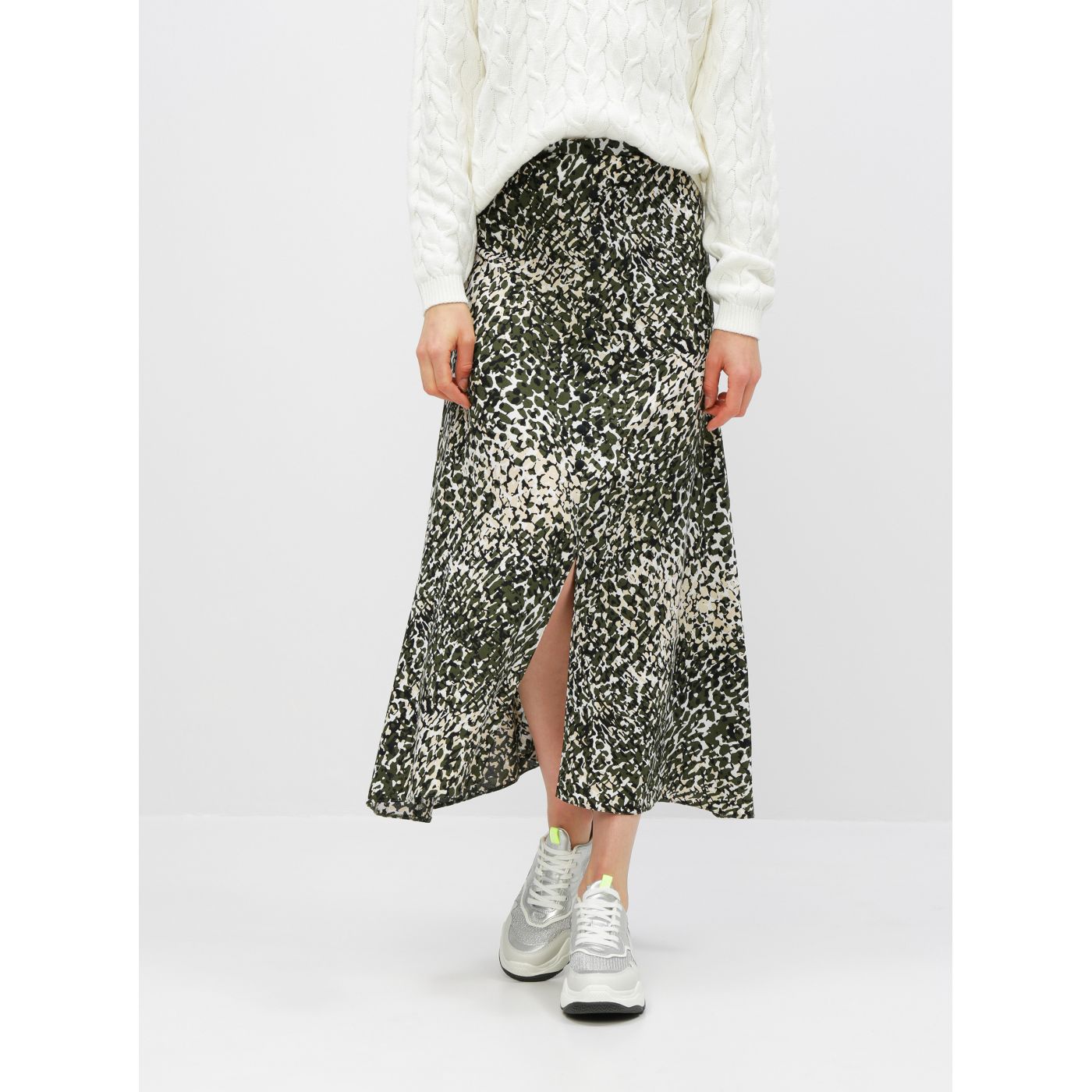Khaki patterned maxi skirt Dorothy Perkins
