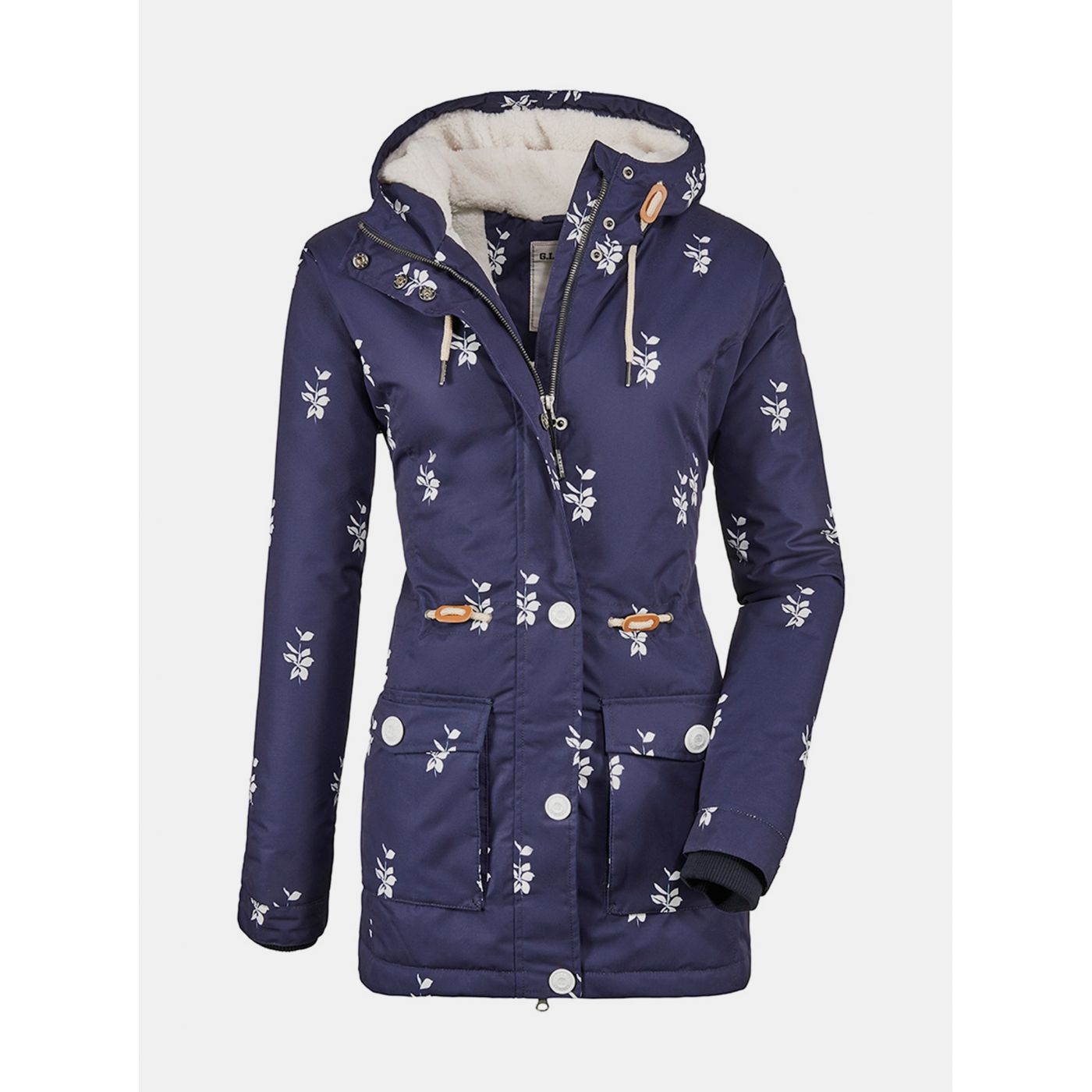 Dark blue women's winter flower parka killtec