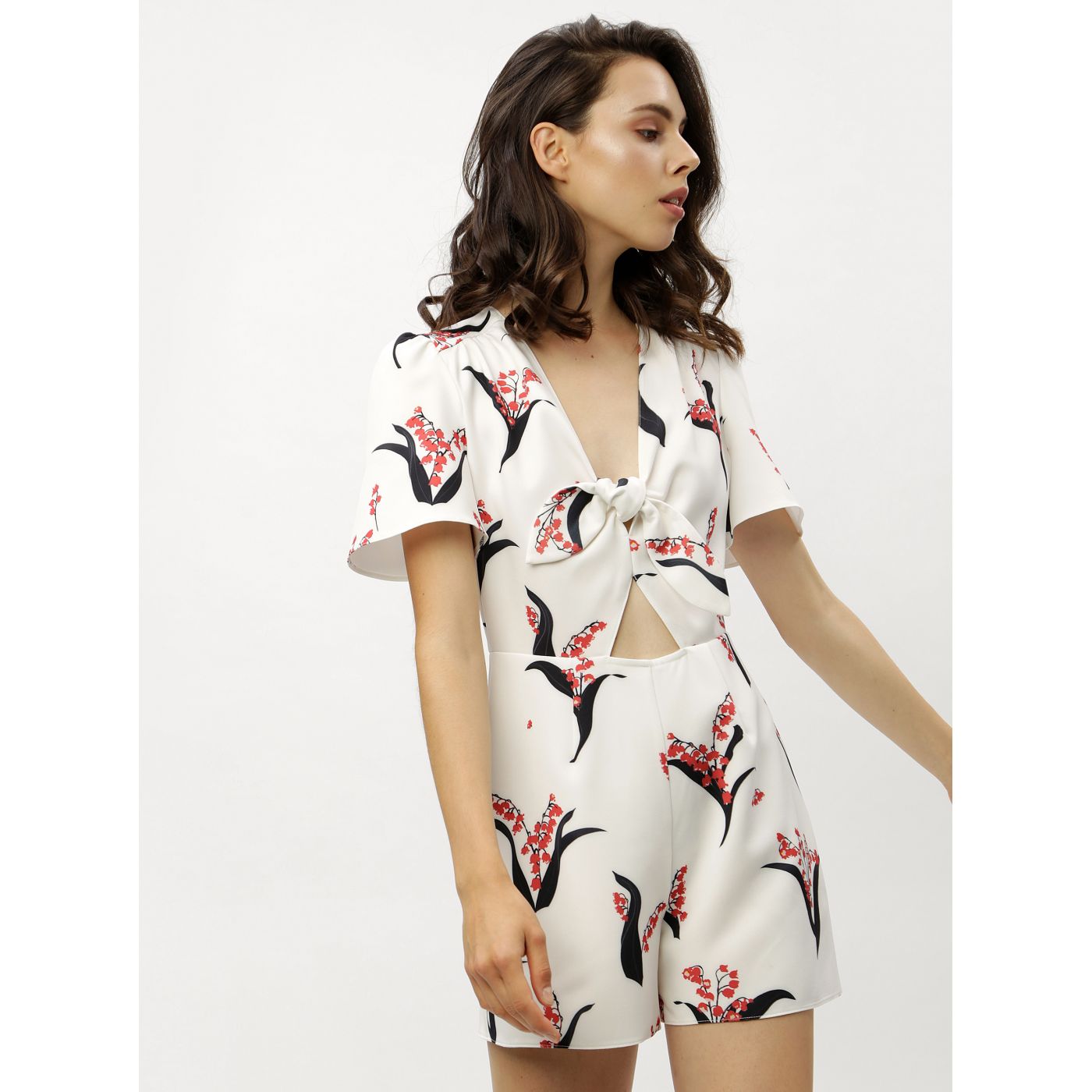 Miss Selfridge's White Floral Short Jumpsuit