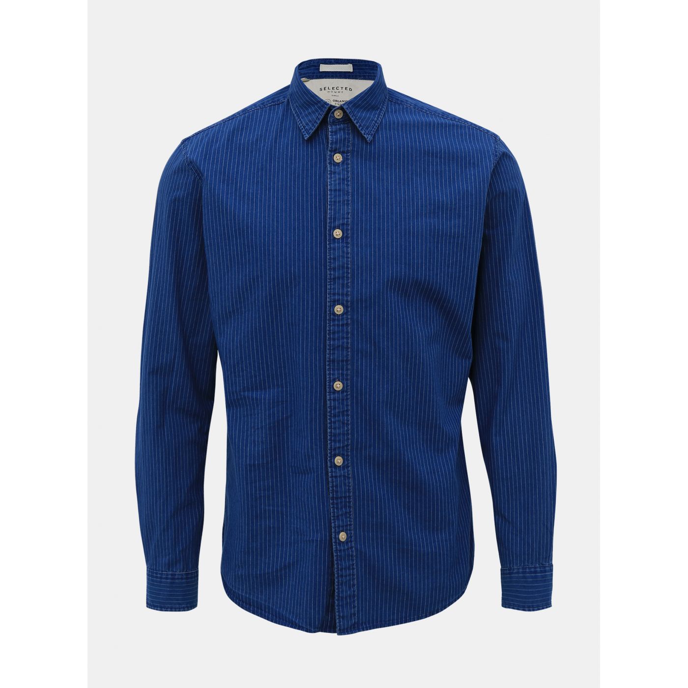 Dark Blue Striped Slim Fit Shirt Selected By Homme Nolan