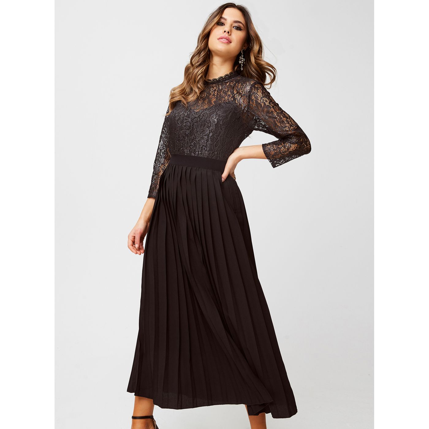 Black Maxi Dress with Little Mistress Lace