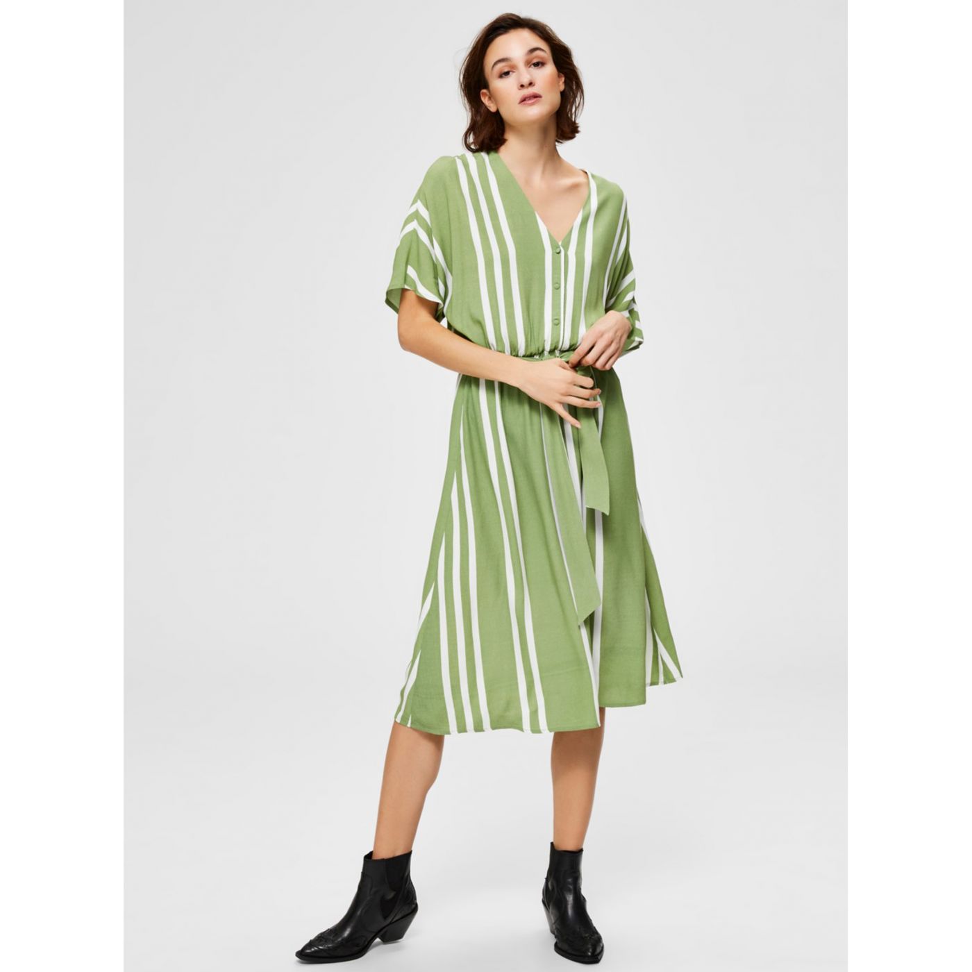 Green Striped Mididowed Femme Vienna
