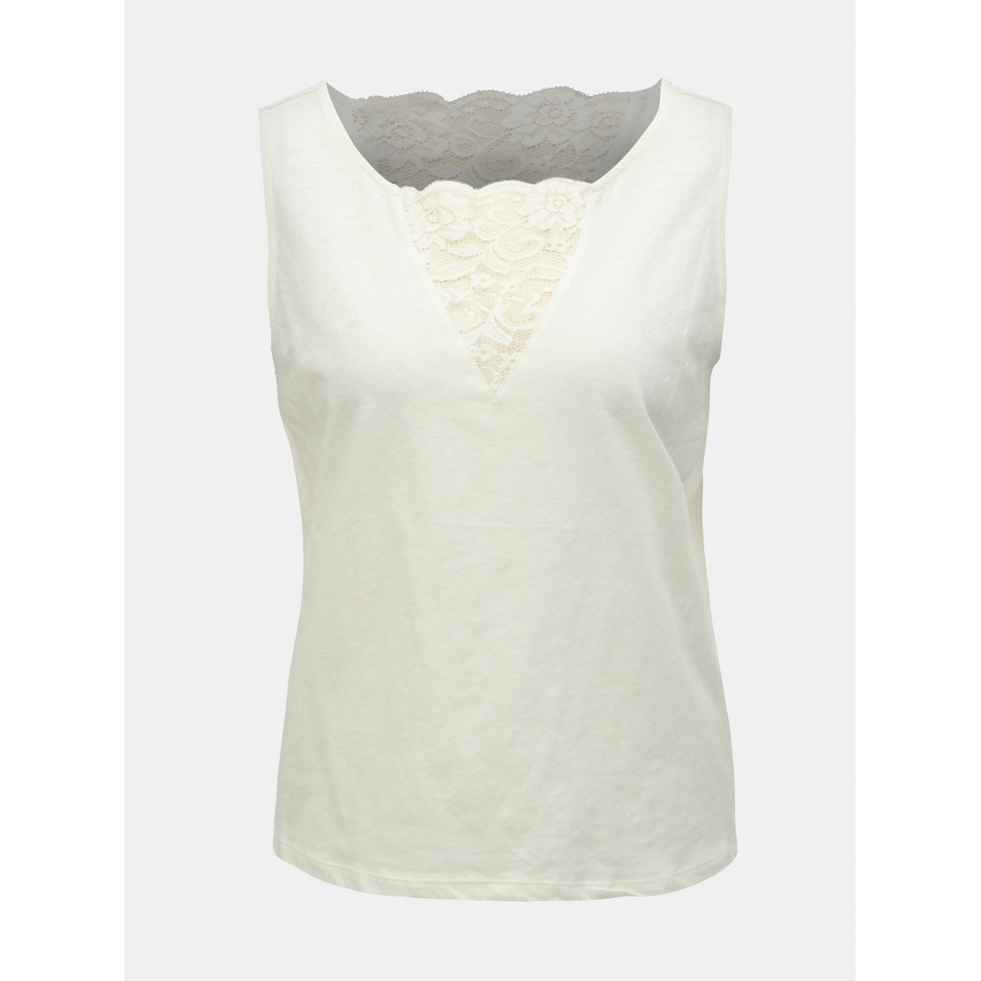 Cream blouse with lace and flax flax VILA Lanna