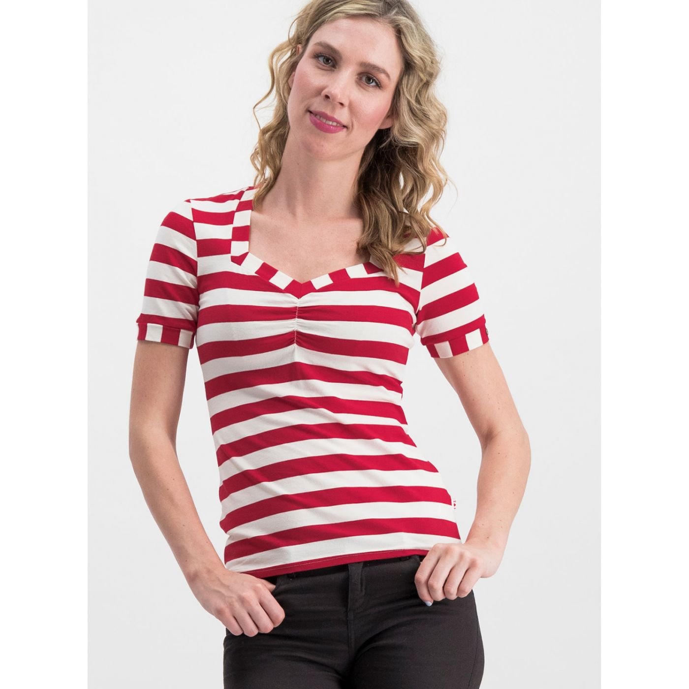 Blutsgeschwister Logo Stripe White-Red Stripe T-Shirt