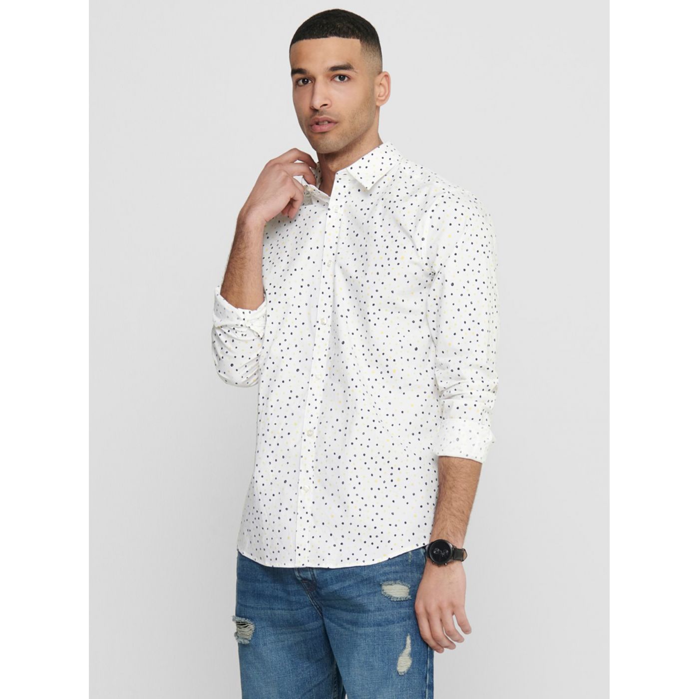 White Patterned Shirt ONLY & SONS