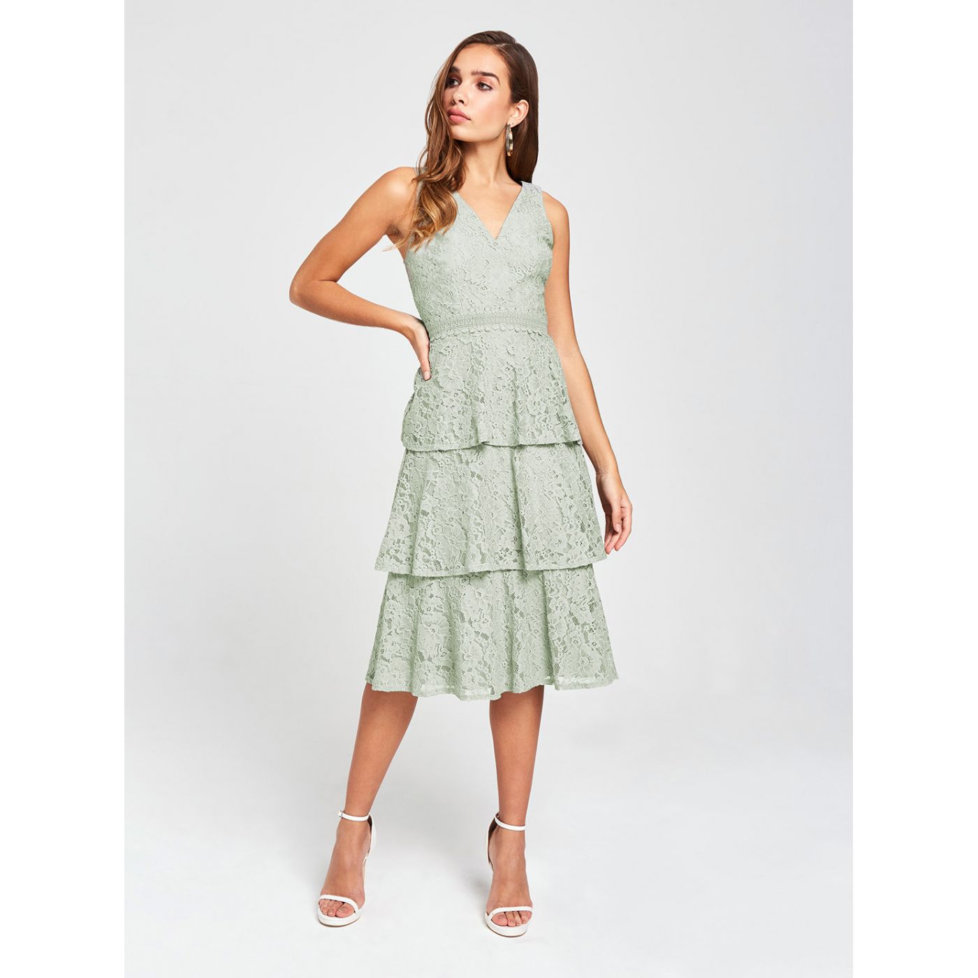 Little Mistress Grey Lace Dress
