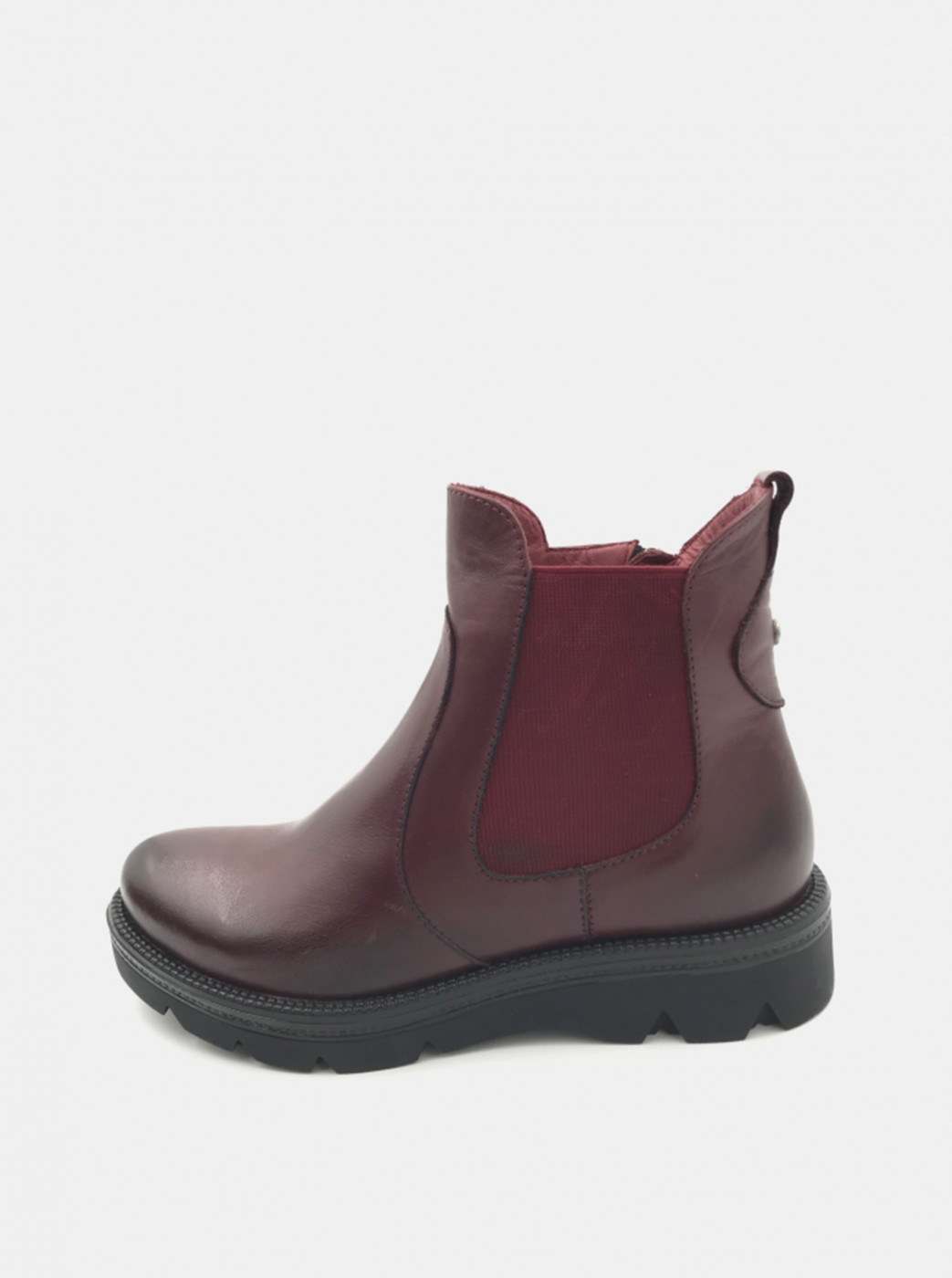 Burgundy Women's Leather Chelsea Shoes WILD