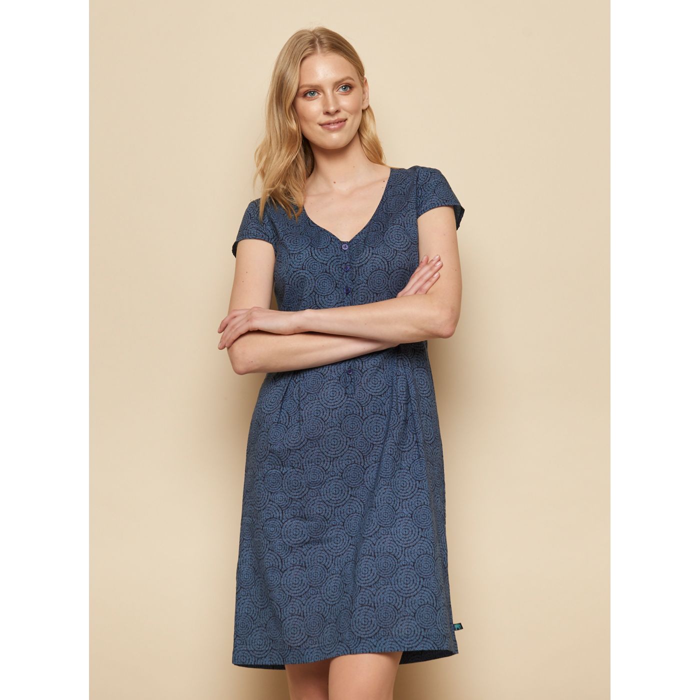 Dark blue patterned dress Tranquillo Zolile