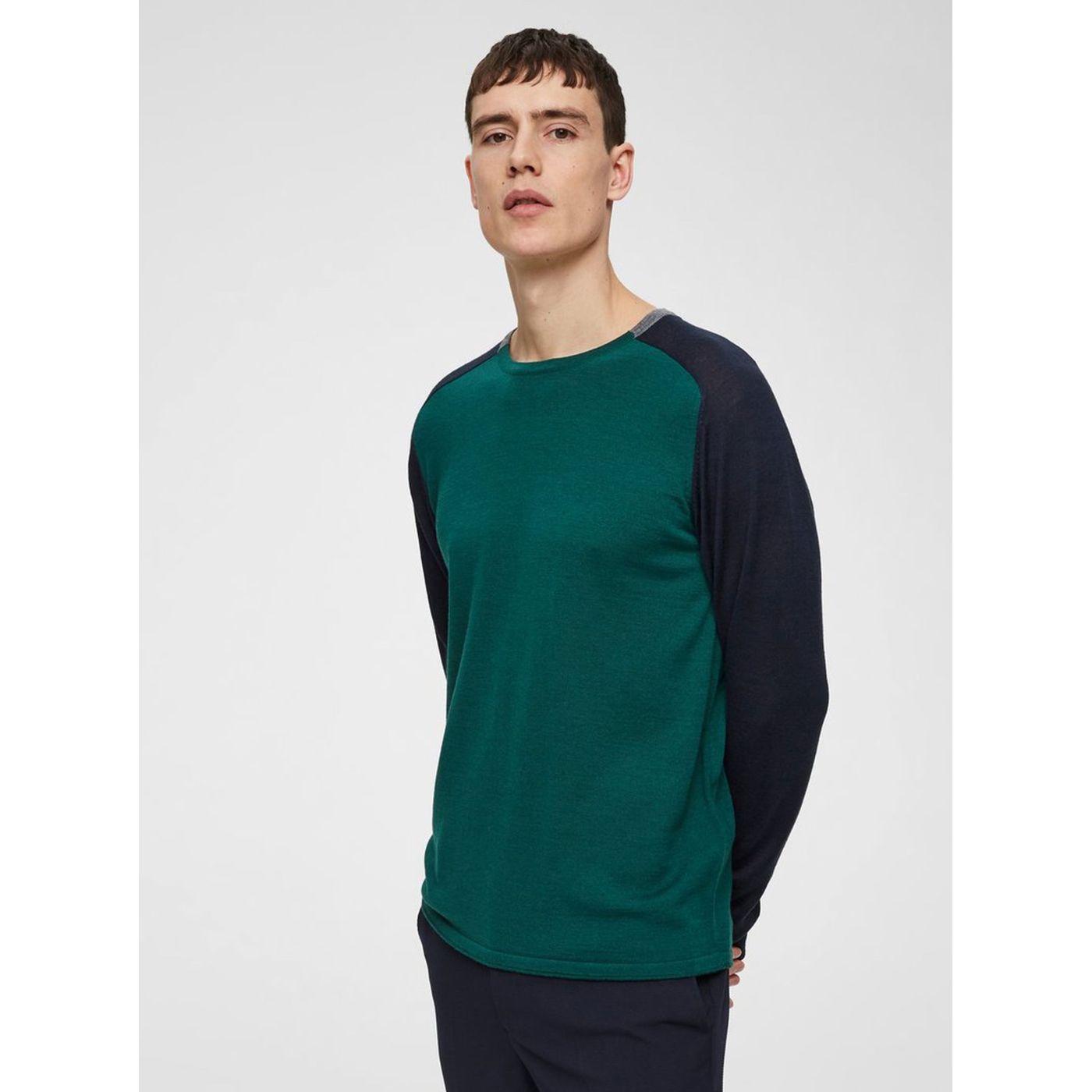 Dark Green Light Merino Wool Sweater Selected Homme Thom