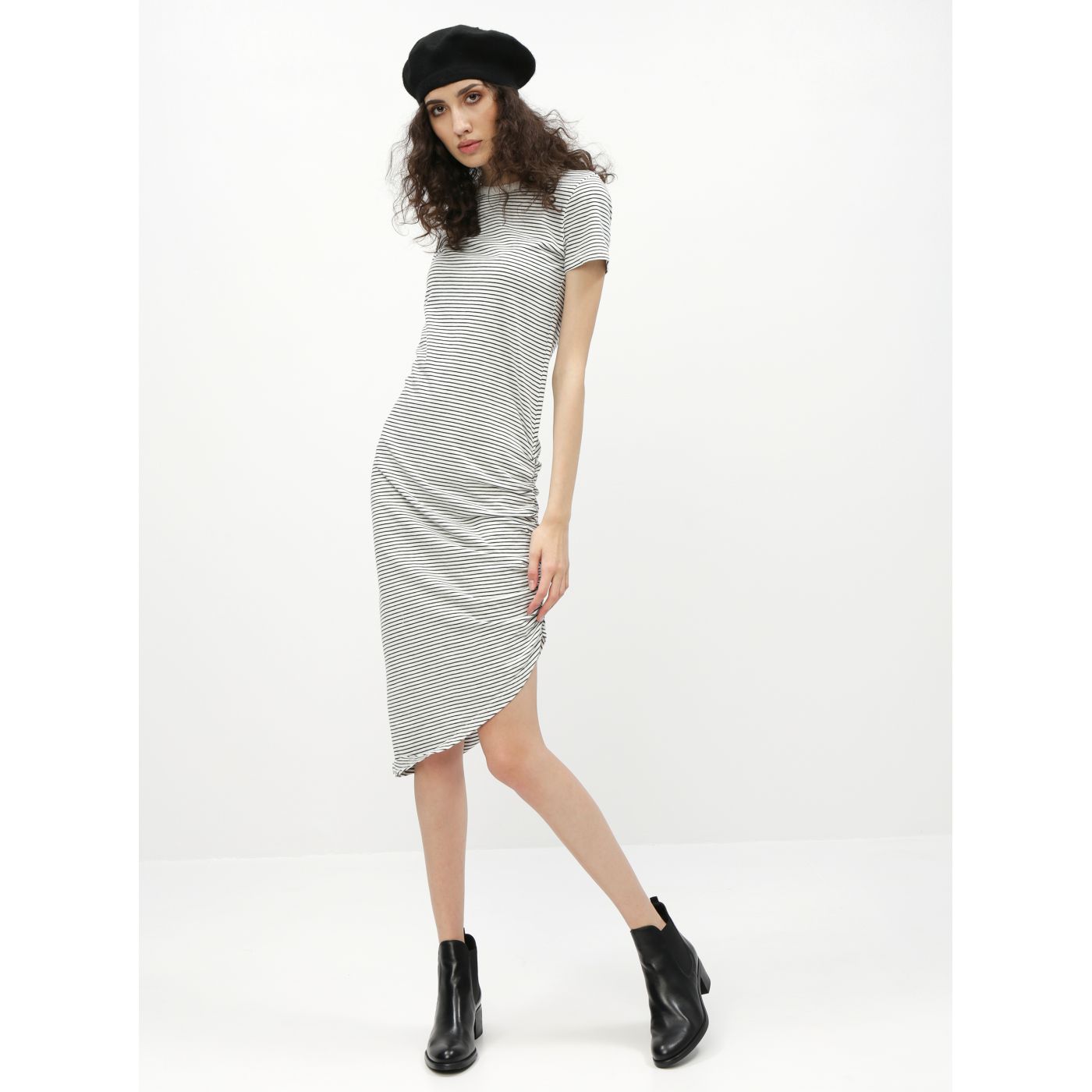 Noisy May Cilla Black-and-white Striped Maxid dress