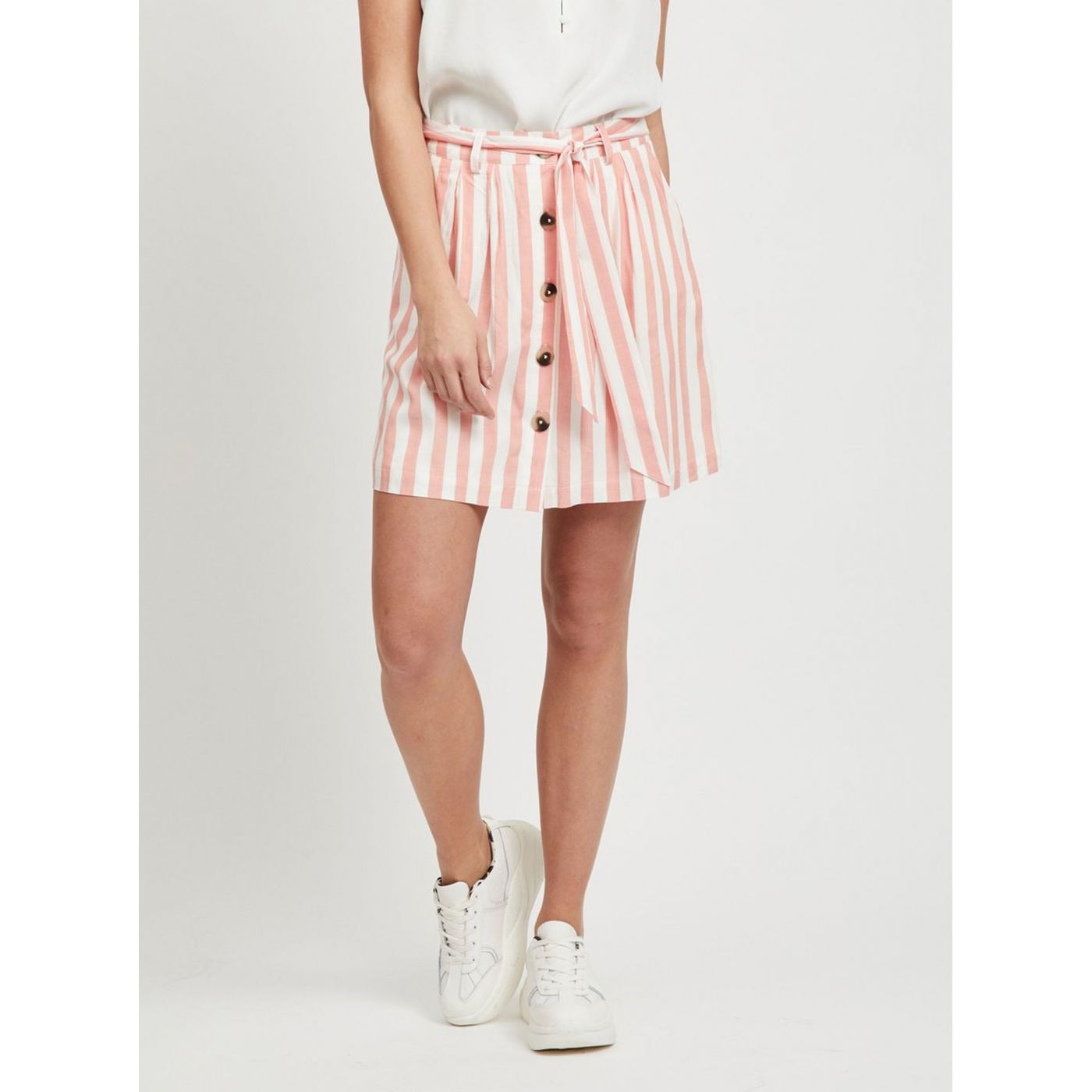 Cream-pink striped skirt VILA Harper