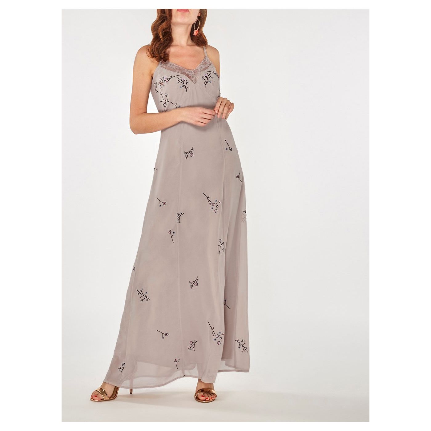 Light purple maxi dress with embroidery and lace Dorothy Perkins