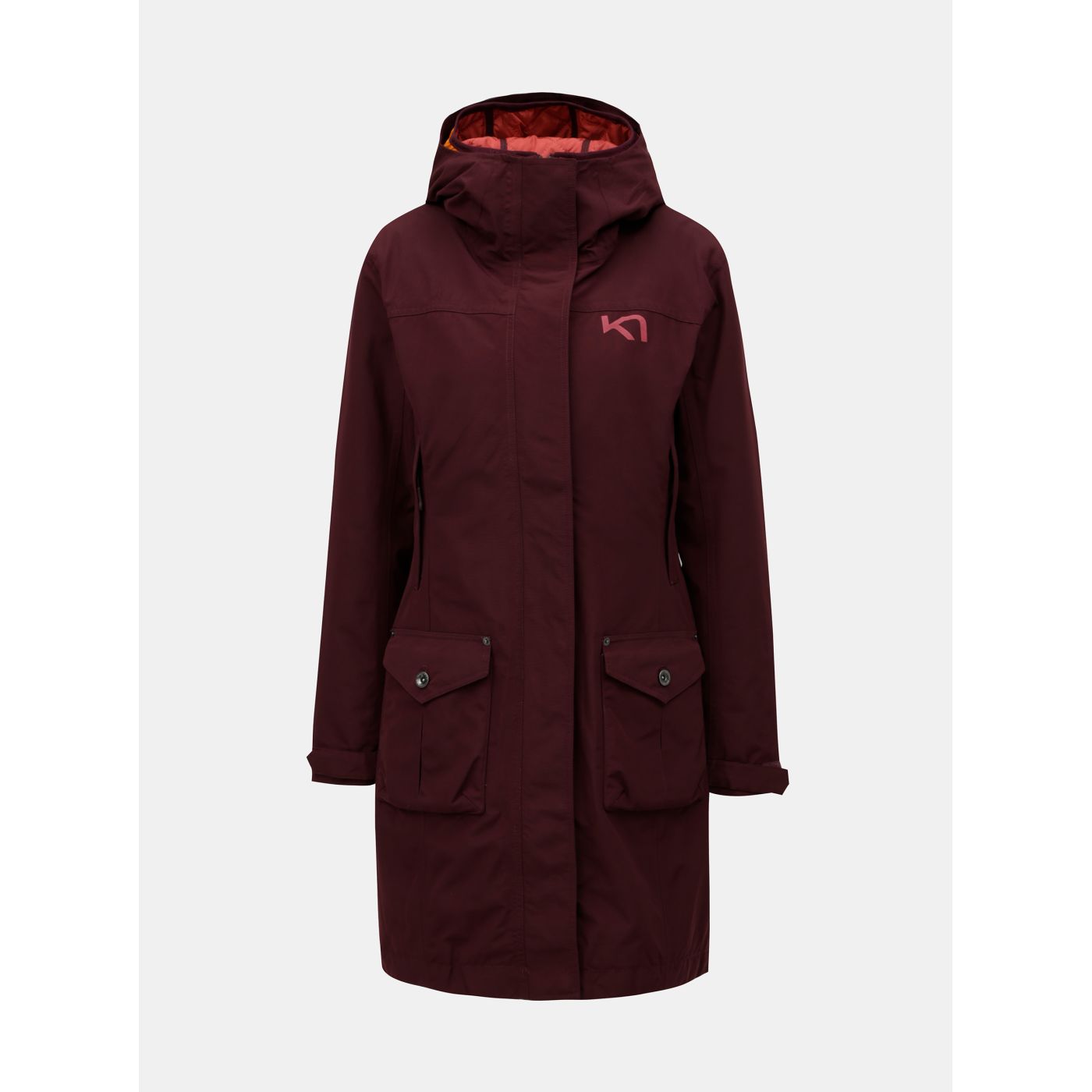 Burgundy water repellent coat with light detachable coat 2in1 Kari Traa Dalane