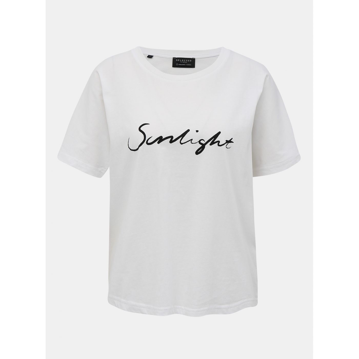 White Loose T-Shirt with Printed Design Selected Femme Foui