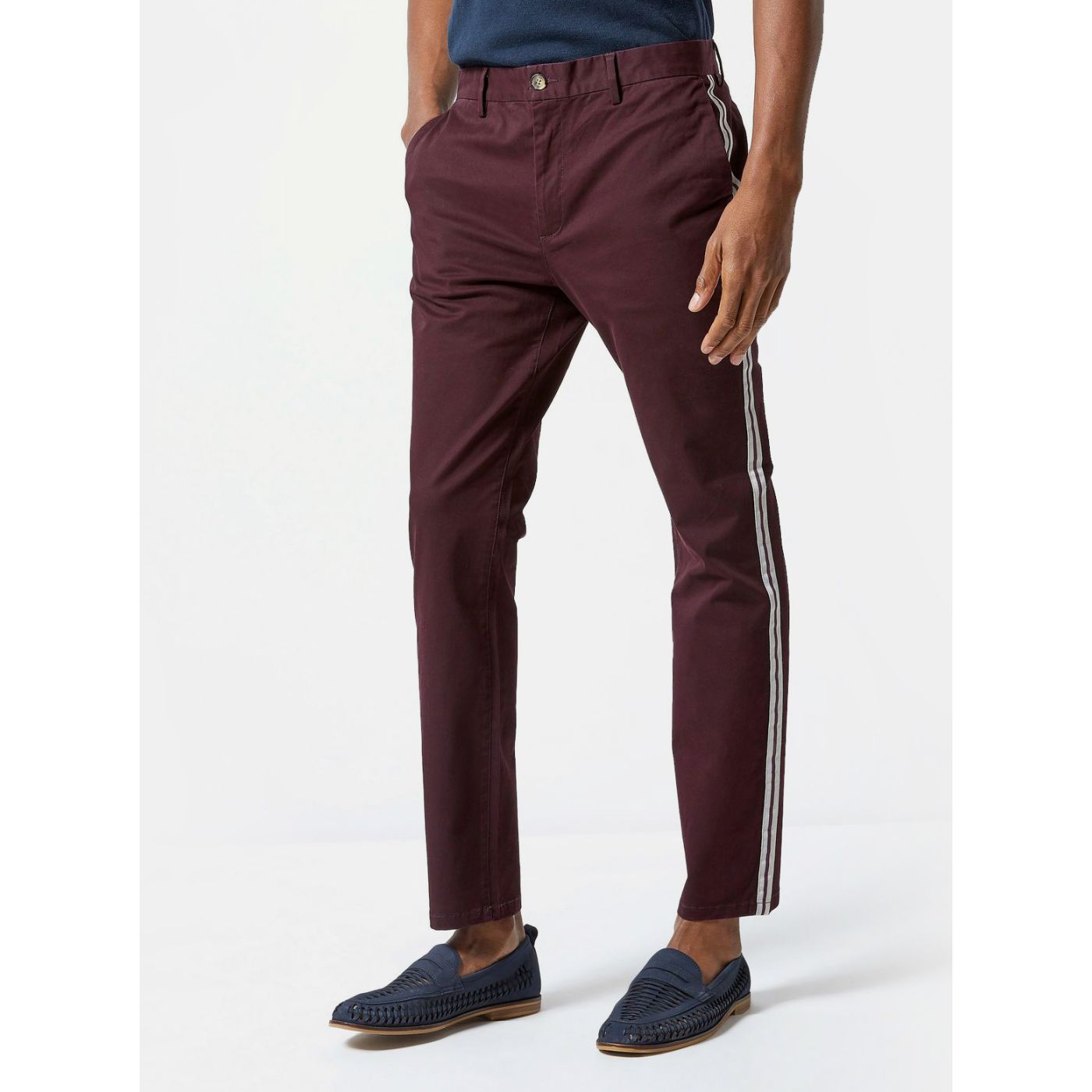 Burgundy slim fit trousers Burton Menswear London