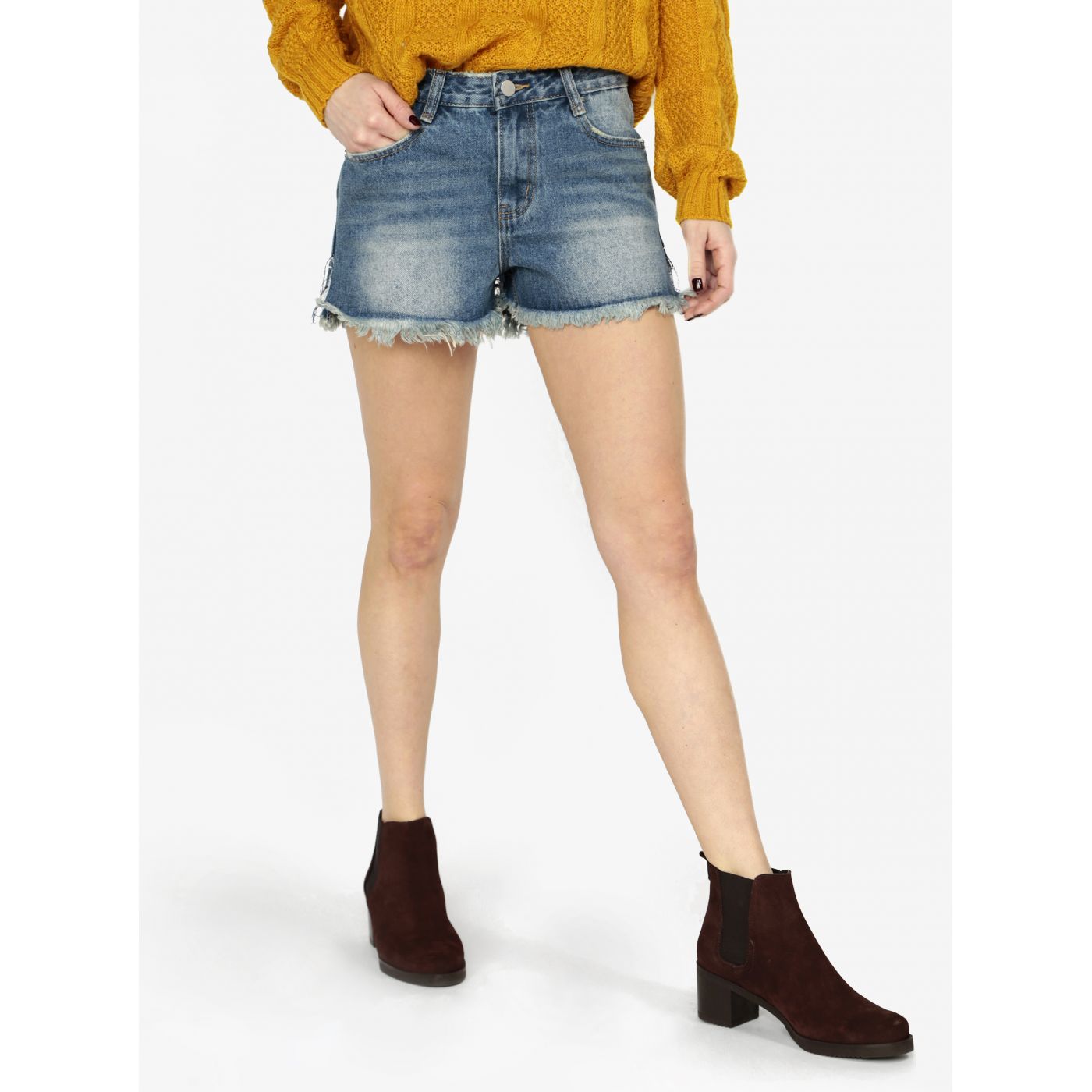 MissGUIDED High Waist Blue Shorts