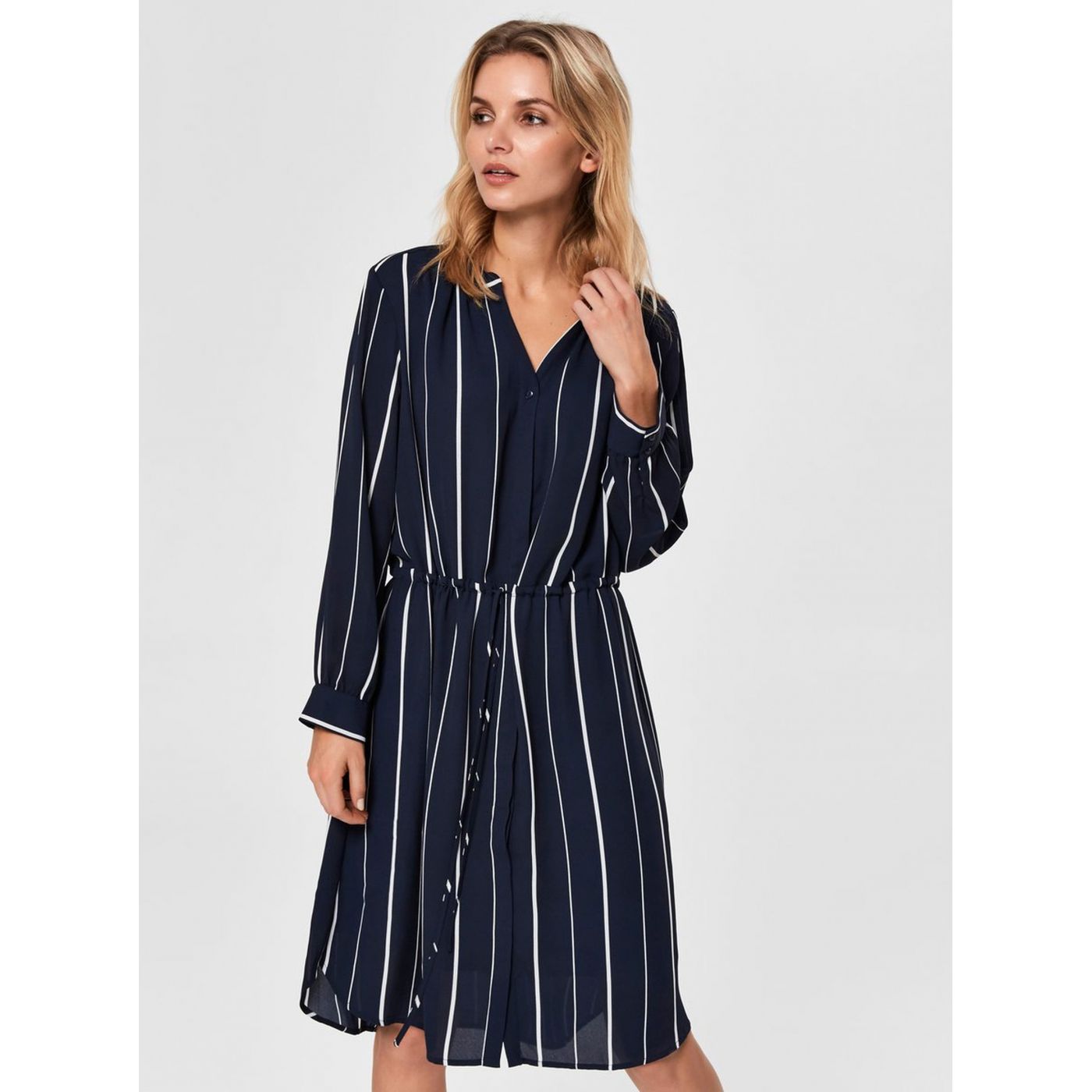 Dark Blue Striped Shirt Dress Selected Femme Damina