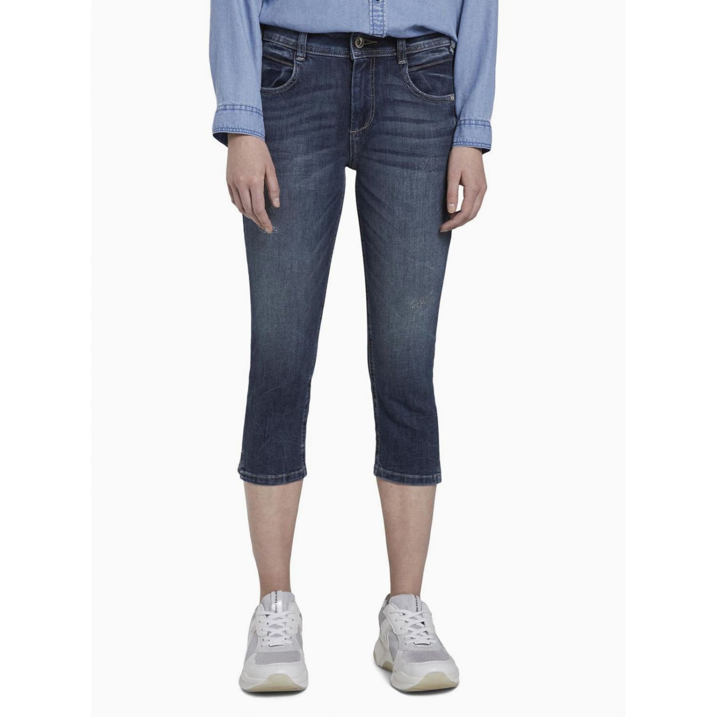 Blue Women's 3/4 Slim Fit Jeans By Tom Tailor
