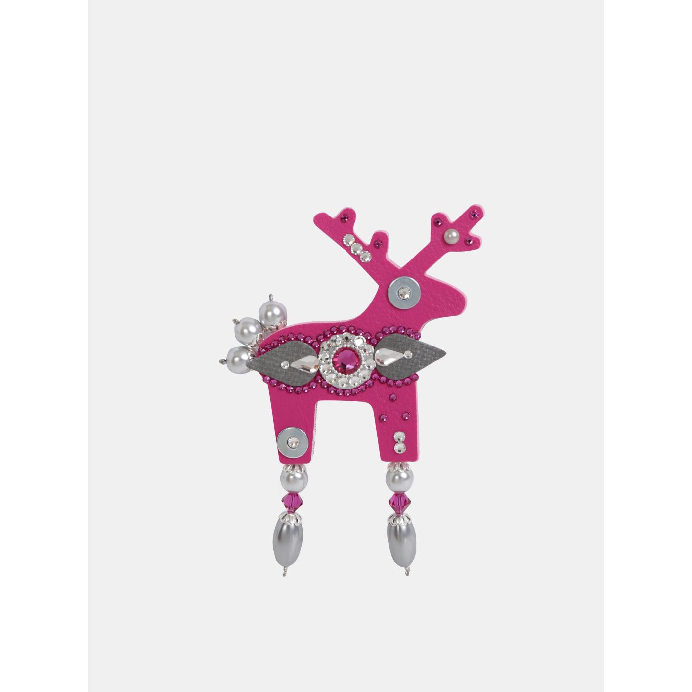 Dark pink large brooch with rhinestones Preciosa Components Deers Valter