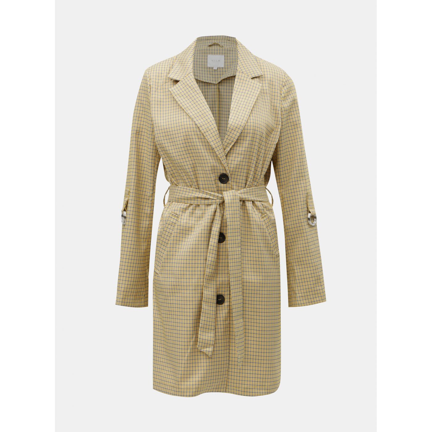 Beige Plaid Trench coat VILA Faylinn