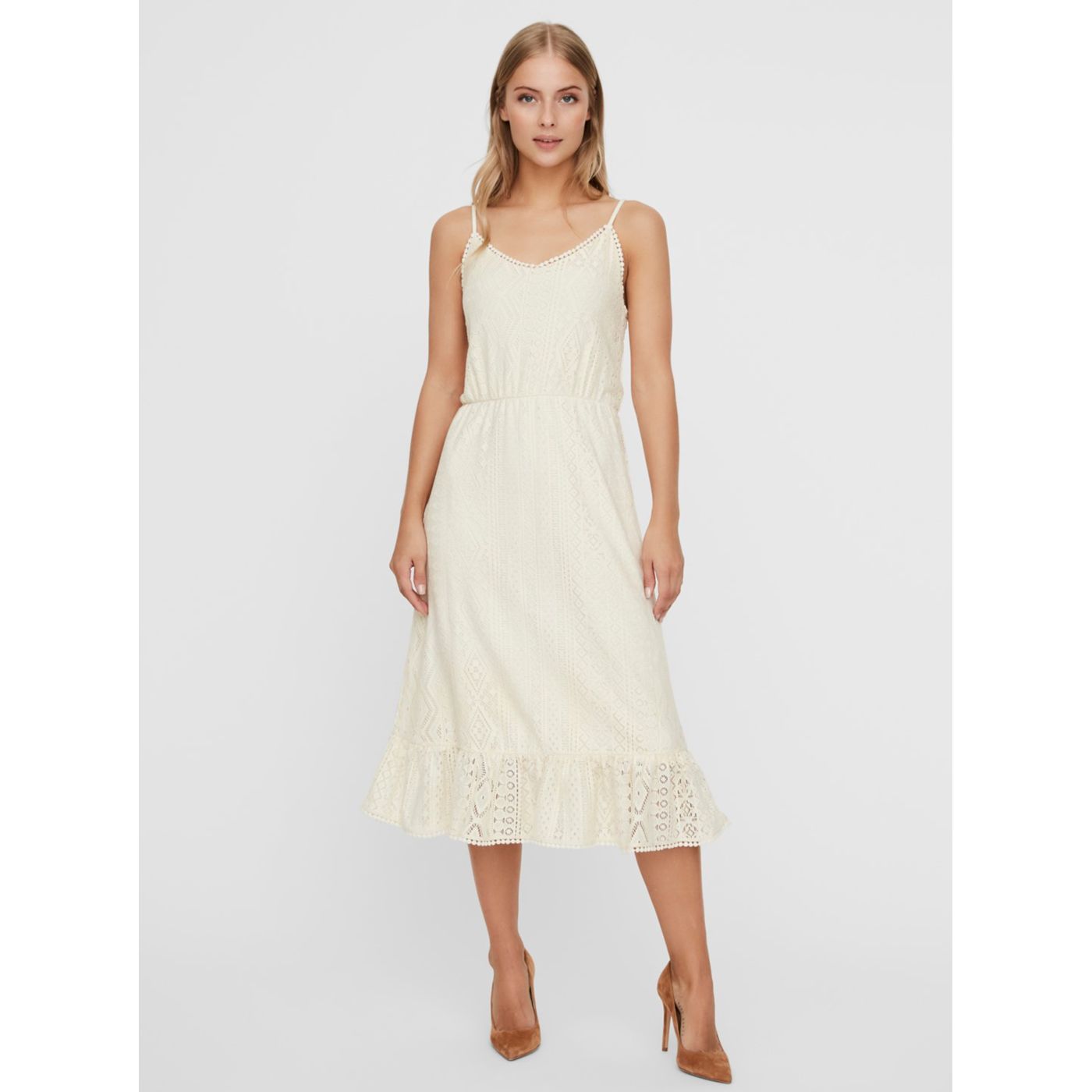 VERO MODA Olea Cream Lace Mididishes