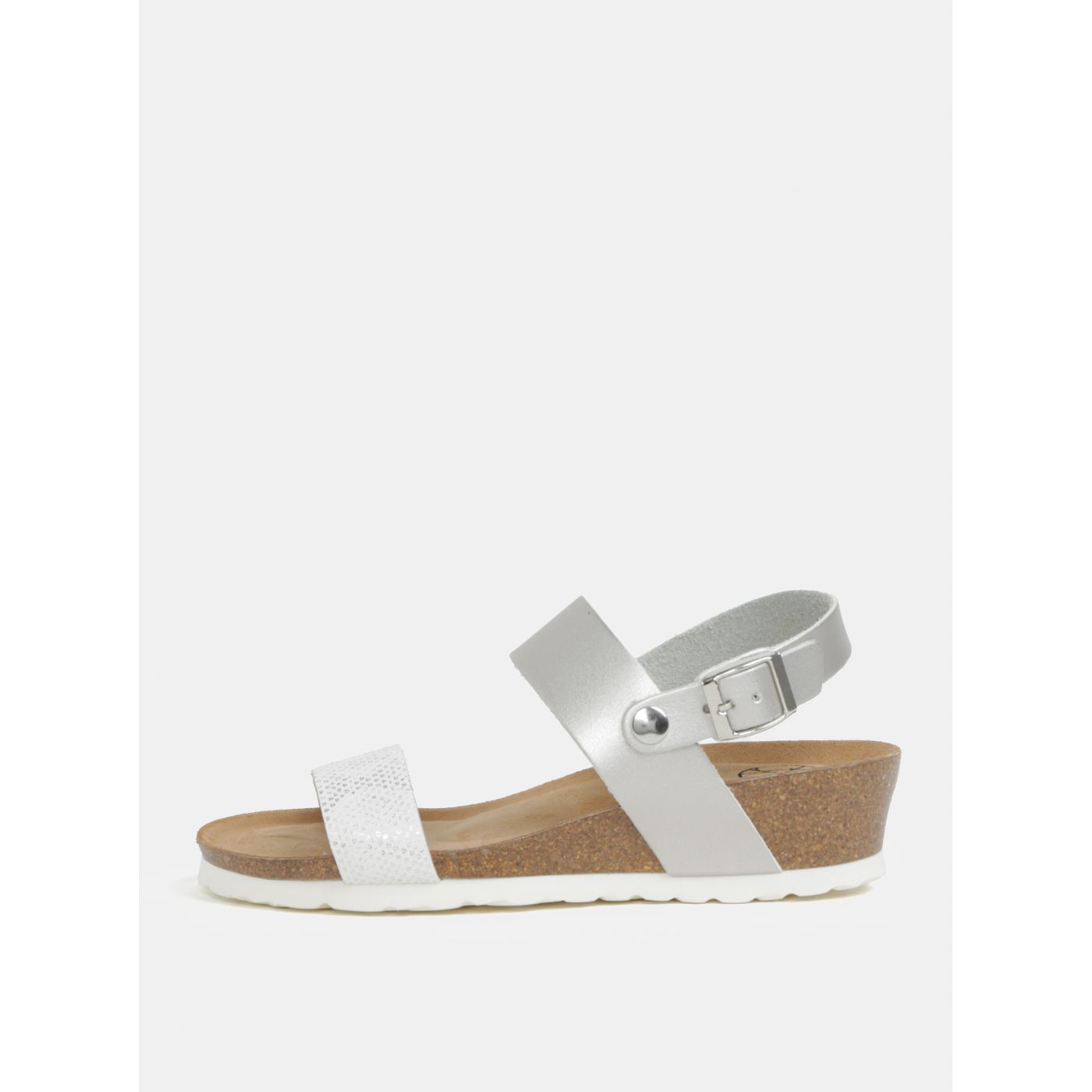 Metallic sandals on a wedge in silver OJJU