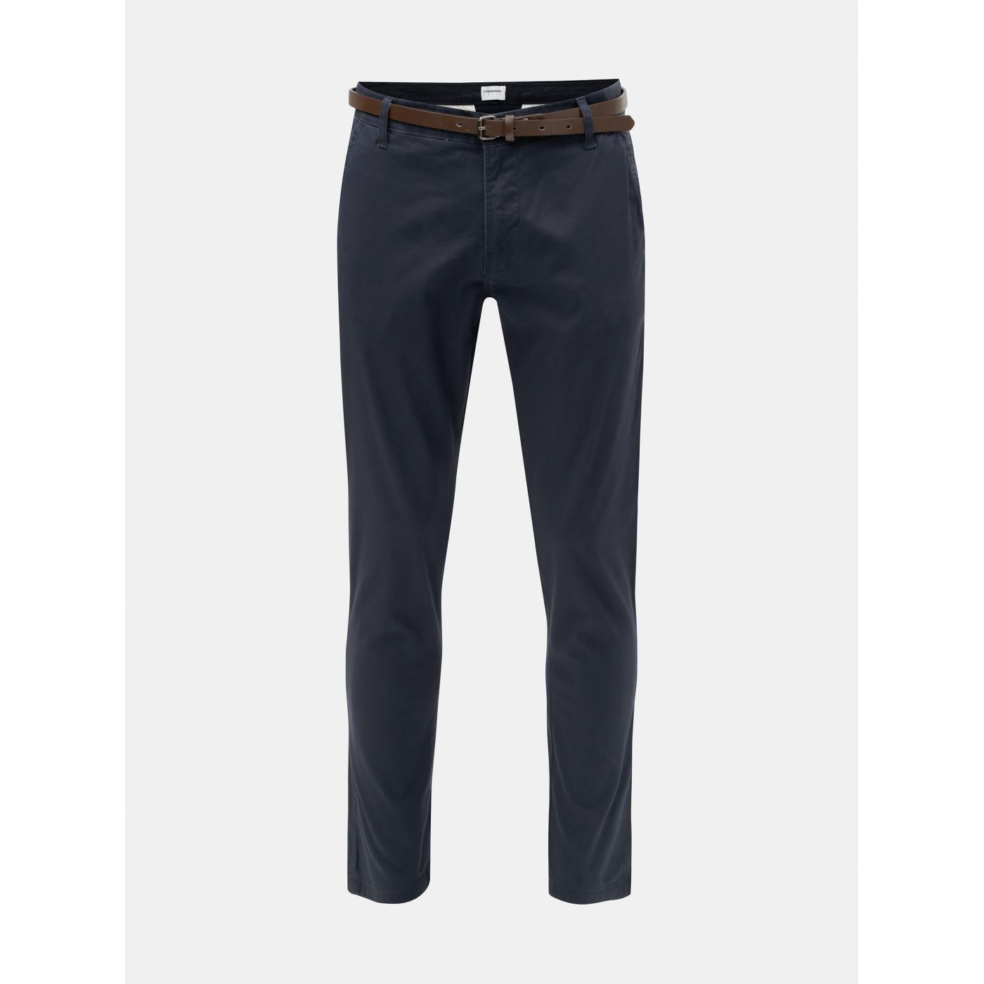 Dark blue slim fit chino pants with Lindbergh belt