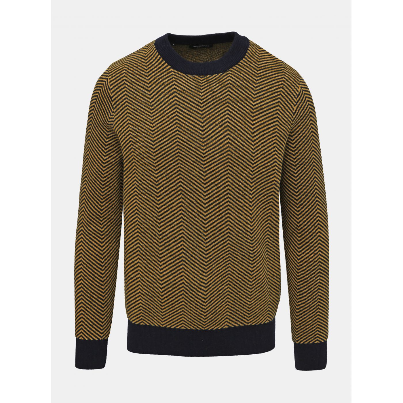 Selected Homme Herring Yellow Patterned Wool Sweater