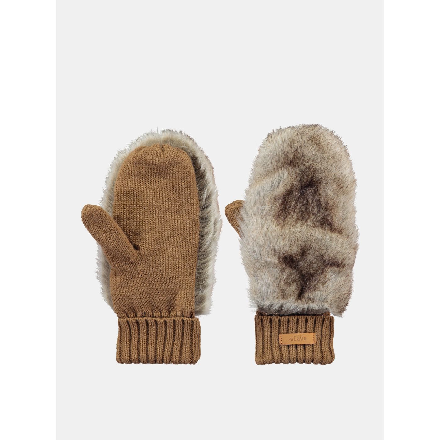 Brown women's gloves with fake Barts fur coat