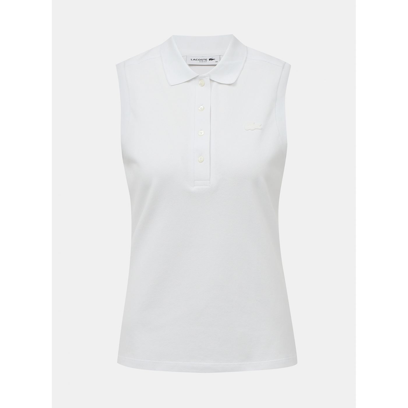 White Women's Polo Shirt Sleeveless Lacoste