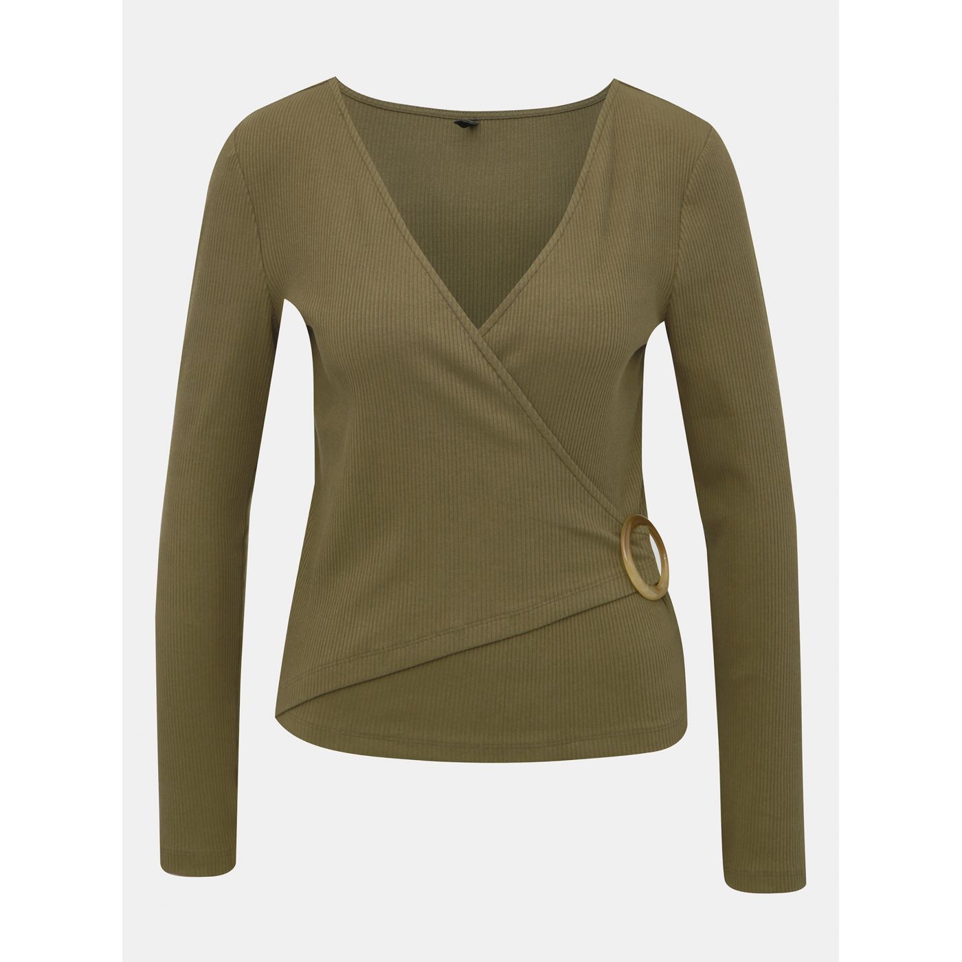 Khaki Ribbed T-Shirt ONLY Hannah