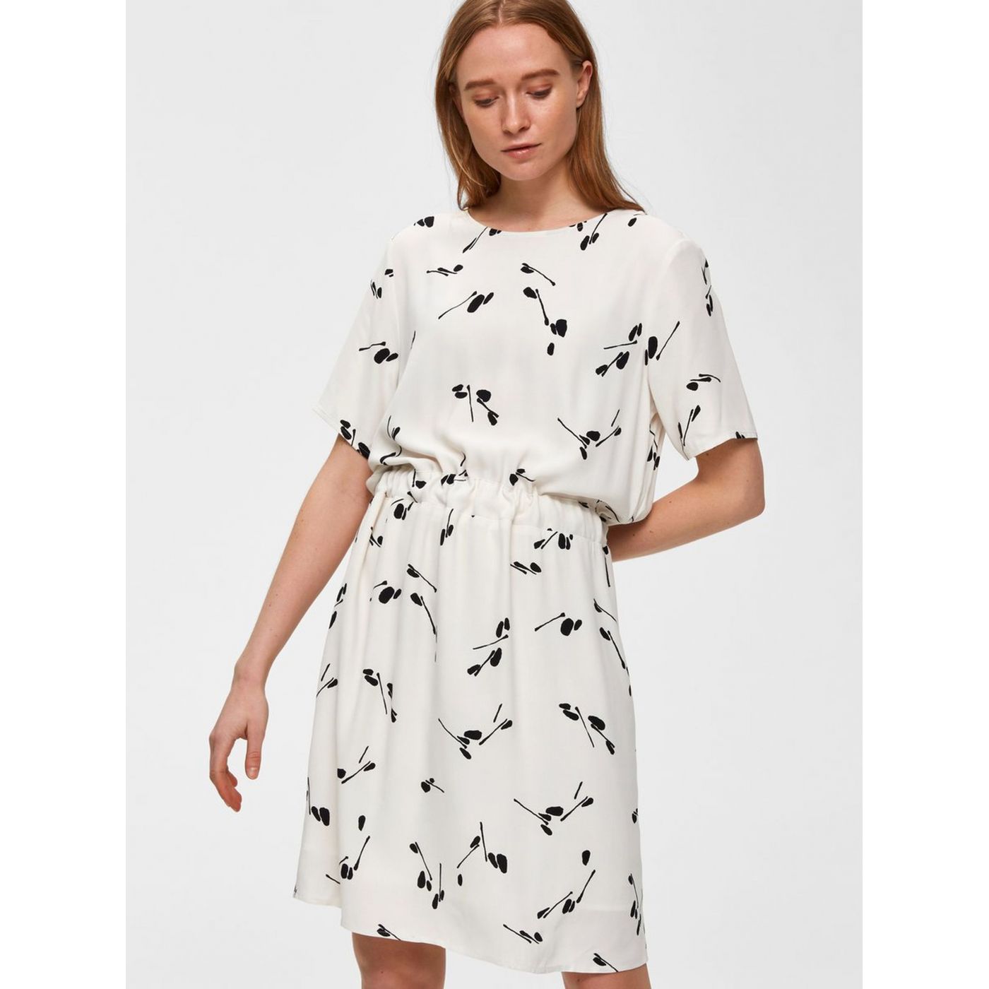 Cream Patterned Dress Selected Femme Tanna