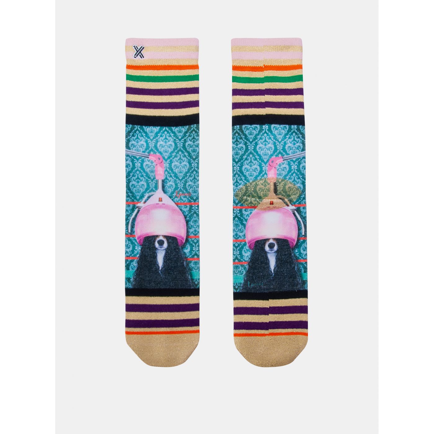 Blue-beige women's socks XPOOOS