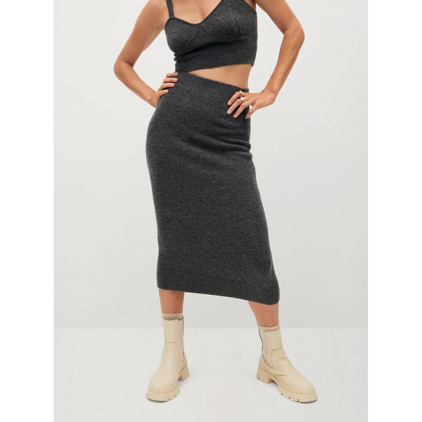 Grey holstered midi skirt Mango Taldora