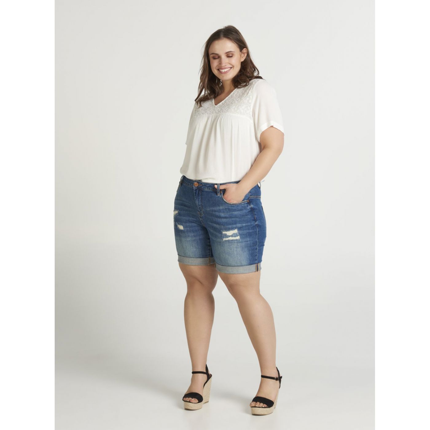 Zizzi Blue Denim Shorts