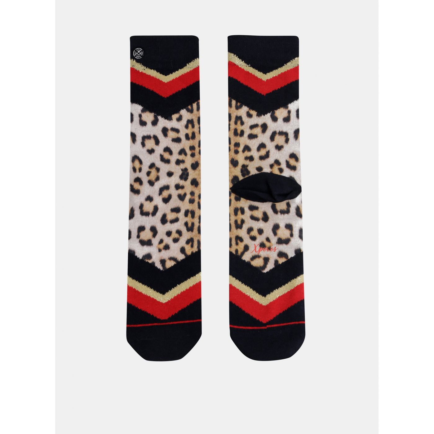 Black beige women's socks with leopard print XPOOOS